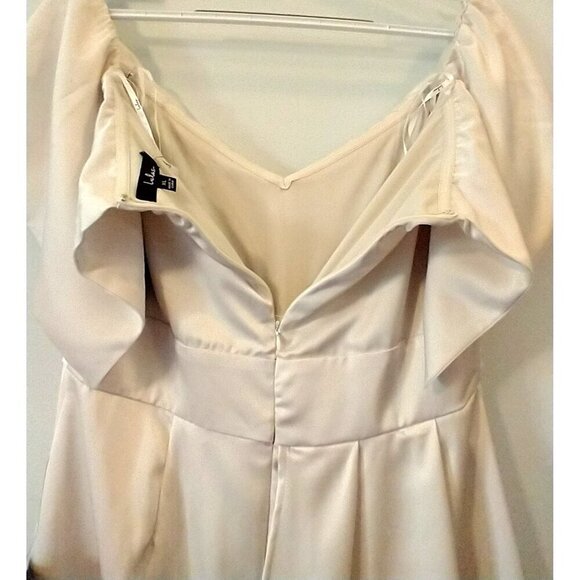 Lulus Always Celebrating Ivory Satin Off-the-Shoulder Mini Dress - L*   NWT - Picture 9 of 10